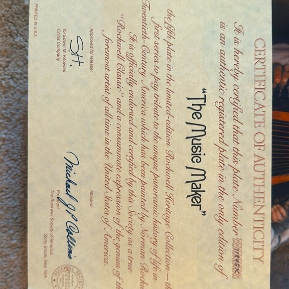 Norman Rockwell plate-“The Music Maker” with CoA - Picture 6 of 7